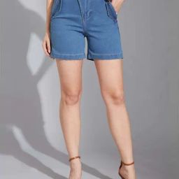 Life With Pockets Blue Relaxed Fit Shorts-image-93
