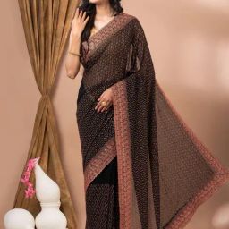 MAHALASA Black Embellished Saree With Unstitched Blouse-picture-30