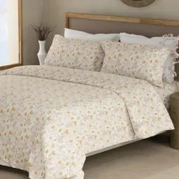 Boutique Living Cottage Garden Multicolor Cotton Floral 300 TC King Bedsheet with 2 Pillow Covers-image-77