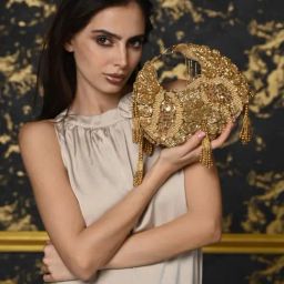 Odette Golden Embellished Clutch-picture-23