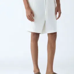 ETA by Westside White Relaxed-Fit Mid-Rise Cotton-Blend Shorts-picture-38