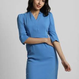 Allen Solly Light Blue Regular Fit A Line Dress-image-50