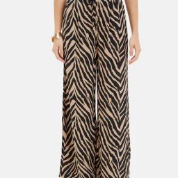 Kazo Black & Beige Printed High Rise Trousers-image-80