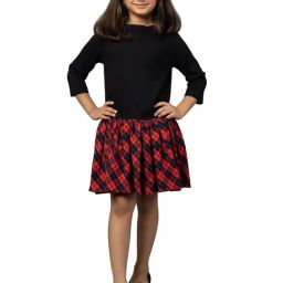 Zip Zap Zoop Girls Black & Red Regular Fit Chequered Dress-picture-20