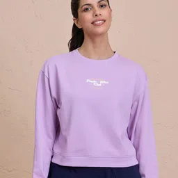 Nykd Women Typography Printed Round Neck Cotton Pullover Sweatshirt-image-52