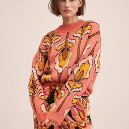 MANGO Women Pink & Black Self-Design Ethnic Motif Pullover-picture-9