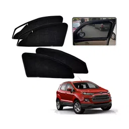 Auto Pearl Black Zipper Magnetic Free Size Window Car Curtains for Ecosports (Pack of 4 Pcs)-7