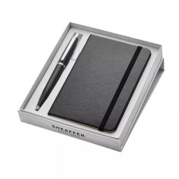 Sheaffer Matte Black Chrome Trim Ball Pen with A6 Notebook Set, WP24117-picture-16