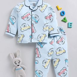 YK X Tinyo Infant Girls Teddy Printed Pure Cotton Night suit-picture-9
