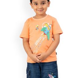 YOUMAA Boys Printed Pure Cotton T-Shirt With Denim Shorts-image-12