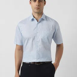 Van Heusen Men Checked Spread Collar Pure Cotton Formal Shirt-picture-42