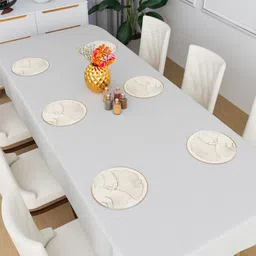 Myntra Elegant Homes Cream-Colored 6 Pieces Leafs Textured Leather Table Placemats-31