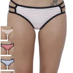 BASIICS by La Intimo Multicolor Striped Bikini Panty( Pack Of 5 )-image-17
