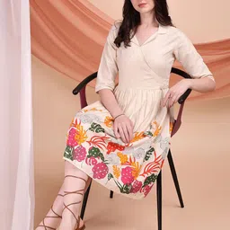 Kinjo Floral Printed Ruffled Fit & Flare Dress-picture-48