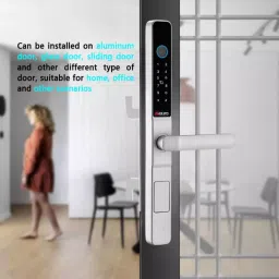 GOLENS Luxury Sliding Digital Door Lock with Long Handle Biometric Silver, X53 image 5