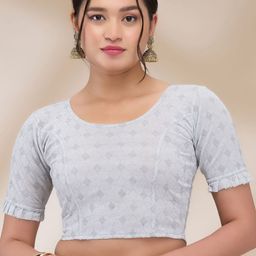SALWAR STUDIO Self-Design Readymade Non Padded Saree Blouse-picture-4