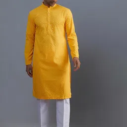 sven suits Men Geometric Embroidered Kurta with Trousers-picture-37