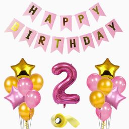 Shopperskart 2nd Birthday Decoration Kit Pink - Pack of 49-image-99