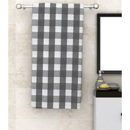 Athom Living 100% Premium Cotton Bath Towel Big Check Print - Grey-image-41