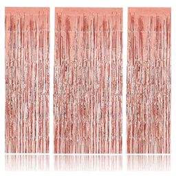 Bubble Trouble Rose Gold Metallic Tinsel Foil Fringe Curtains for Celebrations & Decorations - Pack of 3-image-67