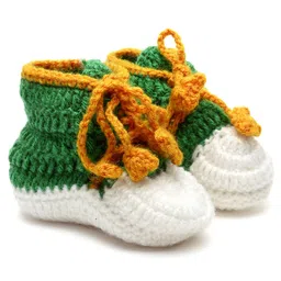 MayRa Knits Hand Knitted Colour Block Booties - Green-picture-40