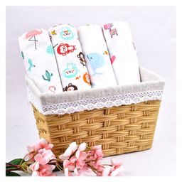 Moms Home Organic Cotton Supersoft Baby Muslin Swaddle Monkey Printed Pack of 4 - White-image-95