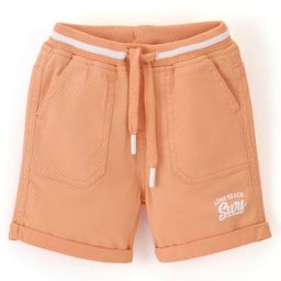 Babyhug Cotton Spandex Woven Knee Length Text Printed Shorts - Orange-picture-21