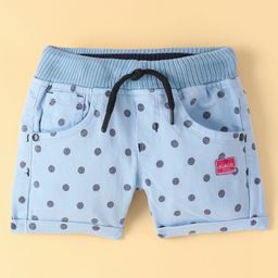 Olio Kids Cotton Woven Above Knee Length Shorts with Heart Print - Blue-image-71