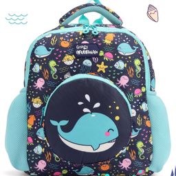 Intelliskills Trendy & Spacious  Whale School Bag with Comfortable Cushion Padding Blue - 14 Inches-image-92