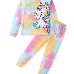Unicorns Cotton Knit Full  Sleeves Sleepy Unicorn Printed Night Suit -  Pink & Blue-image-38