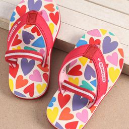 Cute Walk by Babyhug Heart Printed Flip Flops with Back Strap - Pink-image-22