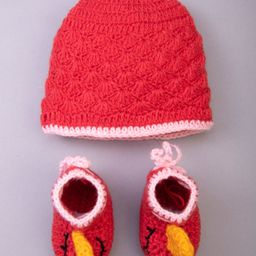 The Original Knit Handmade Unicorn Horn Designed Cap & Booties Set - Dark Pink-picture-18