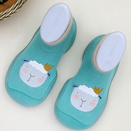 Infantso Cuddle Creatures Anti-Skid Cotton Socks Shoes with Rubber Sole for Walking Babies & Toddlers - Green-image-94