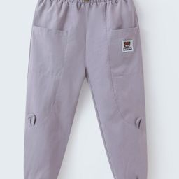 Mark & Mia Cotton Full Length Cut & Sew Trouser with Bear Patch - Grey-image-85