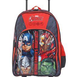 Avengers 2 compartment with PVC embossed Front Pocket Trolley Bag Red and Black - 16 inches-picture-14