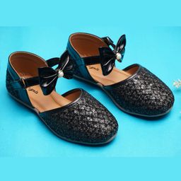 boyz n galz Bow Applique Detailed Sequins Embellished Ballerinas - Black-image-81