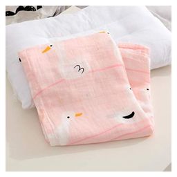 Kassy Pop 100% Bamboo Cotton Baby Swaddle Wrap Cum Receiving Blanket, 125x100 cm - Pink Duck Print-image-80