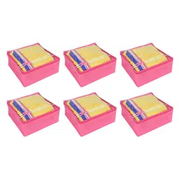prettykrafts Pink & Transparent 6 Pieces Saree Cover Organisers-0