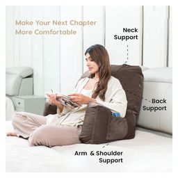 Kwality Dreams Reading Pillow, Bed Rest Pillow with Support Arms, Perfect Back Support, King Size - Brown image 2