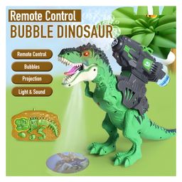 NEGOCIO 2.4G Projection Blowing Bubble Walking Remote Control Rc Dinosaur Robot Toy With Light Sound- PACK OF 1- COLOR MAY VARY image 2