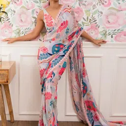 GAVUBAA Pink Pure Georgette Sarees-picture-38