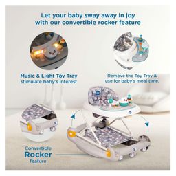 Mee Mee 360° Baby Activity Walker For 7 Level Adjustable Height, Musical Detachable Toy Bar & Light | Parental Push Handle, Anti-Rollover Folding Walker for Kids-Grey image 4