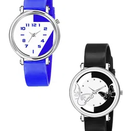 Gopal Shopcart Unisex Pack of 2 Analogue Watch 601 Black 602 Blue-image-28