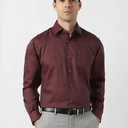 Van Heusen Men Textured Spread Collar Pure Cotton Formal Shirt-picture-45
