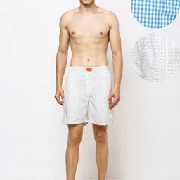 Bareblow Pack Of 2 Checked & Printed Cotton Woven Boxers BBBX41119S-image-34