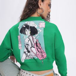 DressBerry Streetstyle Edge Graphic Print Drop-Shoulder Crop Sweatshirt-image-84