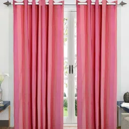 Saral Home Joy Pink 7 ft. Eyelet Door Curtains - Set of 2-42