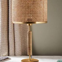 Fabindia Home Vetasaha Golden Natural Fibre Cane Weave Table Lamp-10