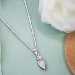Taraash 92.5 Sterling Silver TearDrop Pendant with Chain for Women-image-31