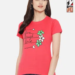 Dreambe Women Pack of 3 Graphic Printed Round Neck Cotton T-shirts-picture-4